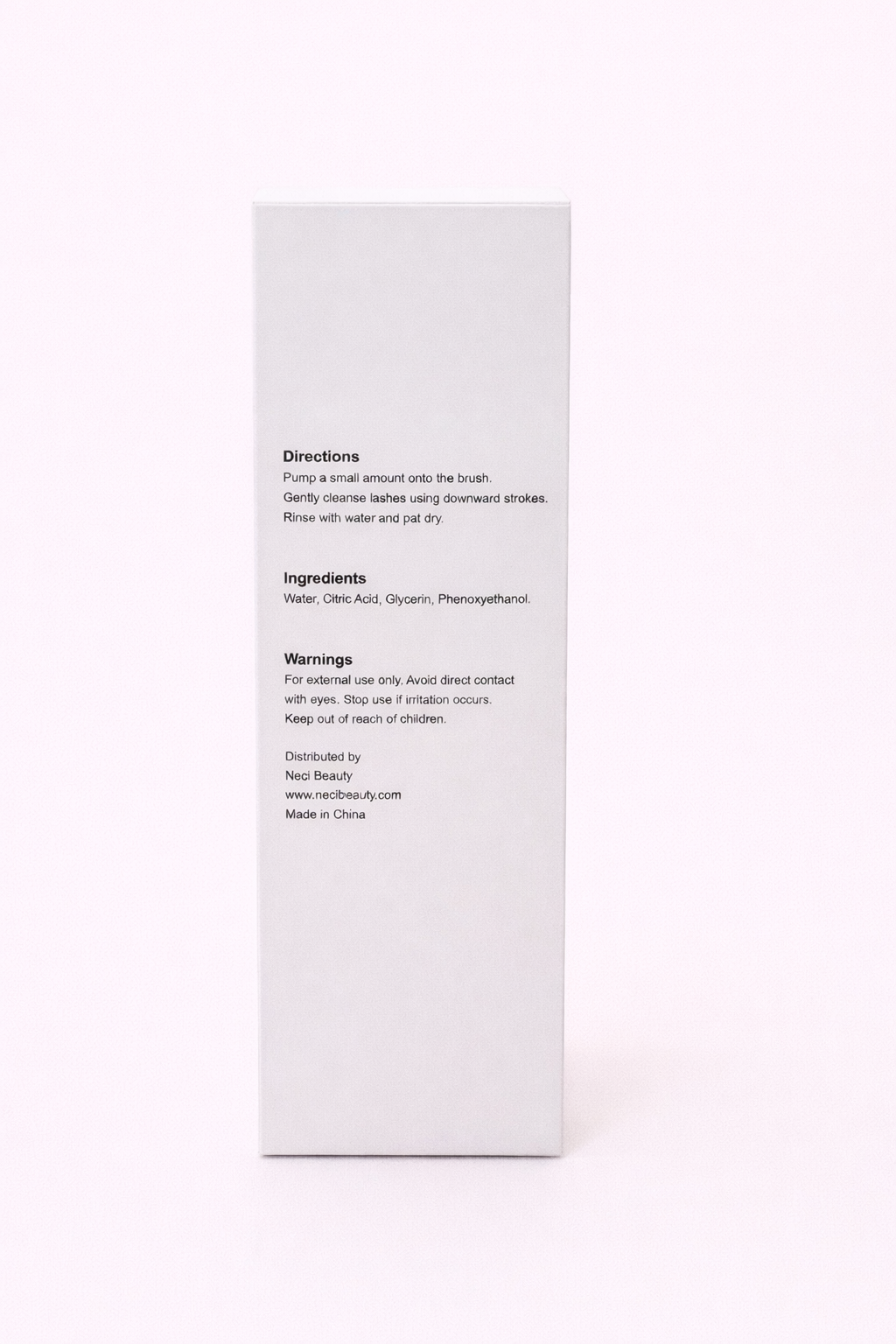 White rectangular box with text on a white background